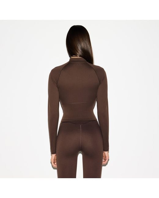 Skims Brown Mock Neck Full Zip Jacket