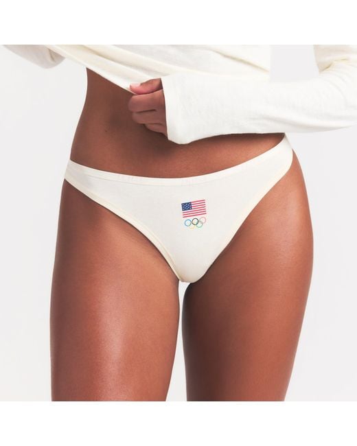Skims Pink Cotton Jersey Olympic Thong 3-Pack