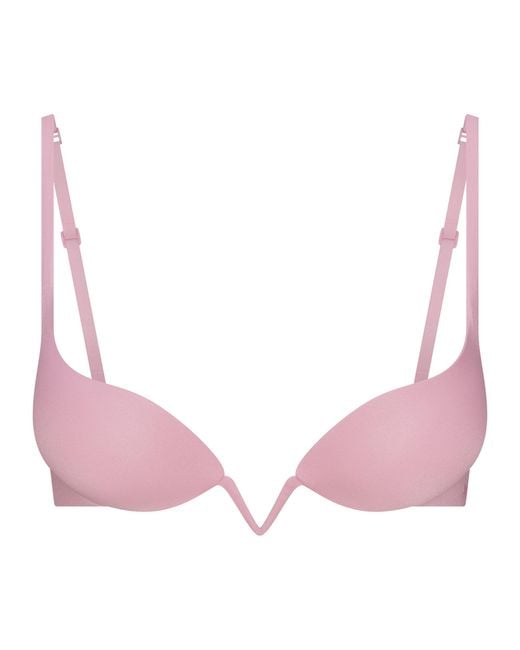 Skims Pink Deep Plunge Push-Up Bra