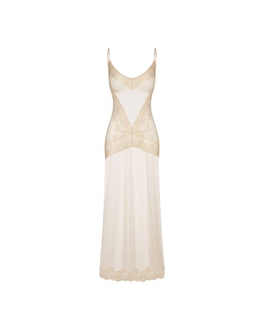 Skims White Long Slip Dress