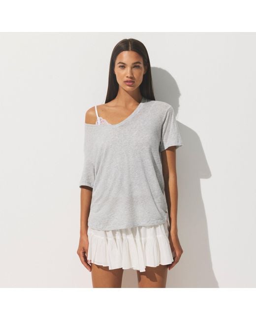 Skims Gray Jersey V-Neck T-Shirt