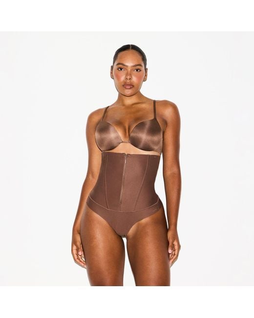 Skims Brown Core Sculpt Waist Cincher Thong