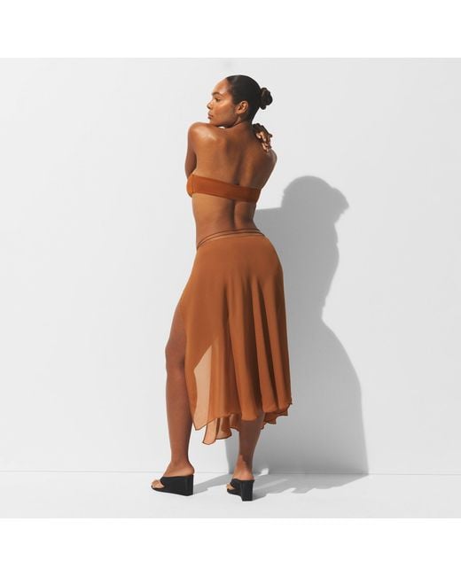 Skims Brown Tie Side Midi Skirt