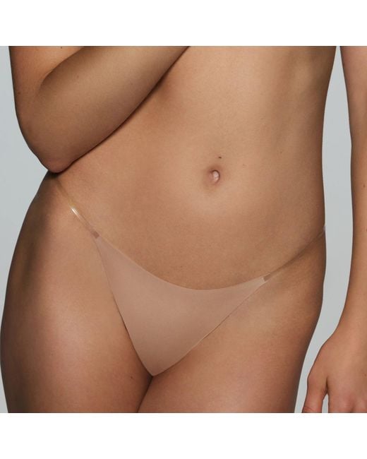 Skims Brown Clear Strap String Thong