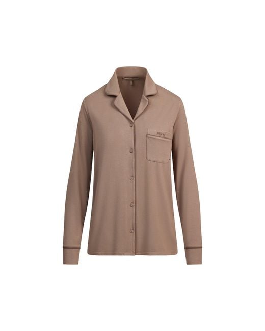 Skims Brown Sleep Long Sleeve Button Up Set