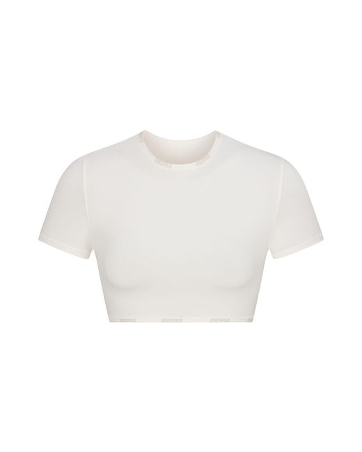 Skims White Super Cropped T-shirt
