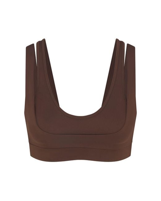 Skims Brown Double Strap Scoop Bra