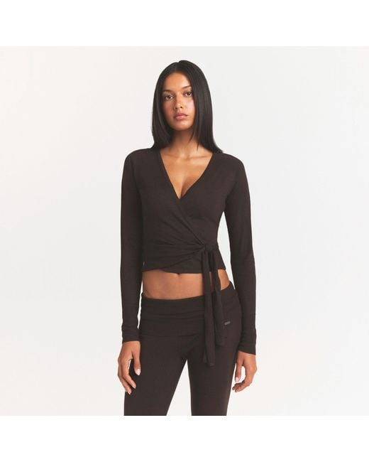 Skims Black Wrap Sweater