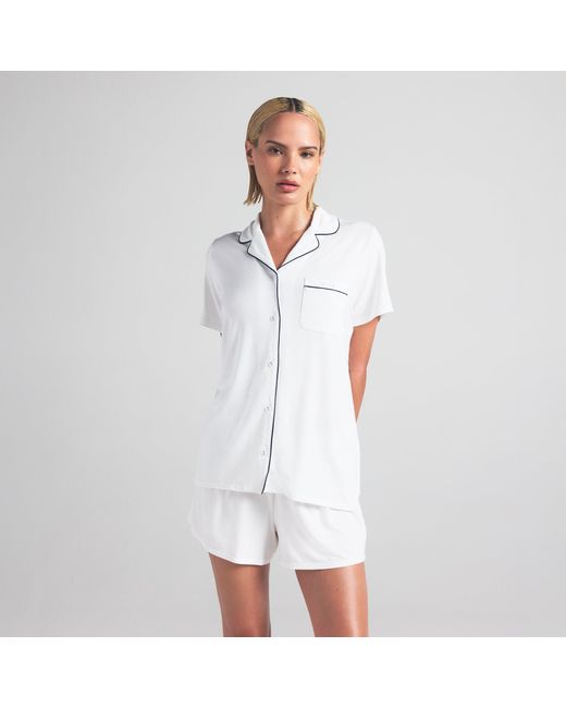 Skims White Sleep Short Sleeve Button Up Set