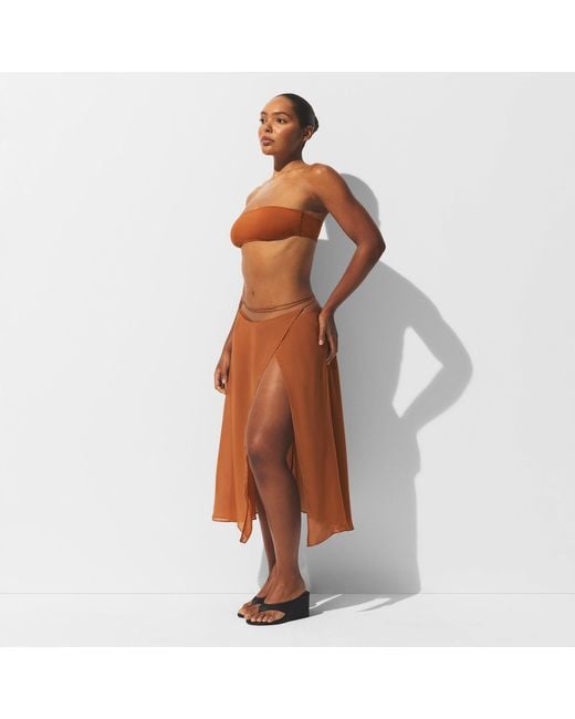 Skims Brown Tie Side Midi Skirt