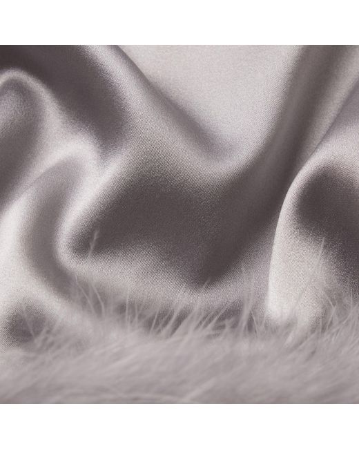Skims Gray Feather Trim Gloves