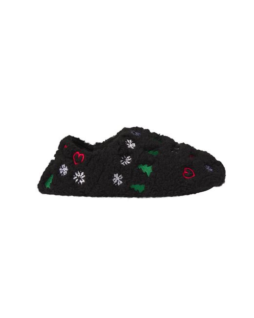 Skims Black Sherpa Slipper Onyx Pine Fair Isle