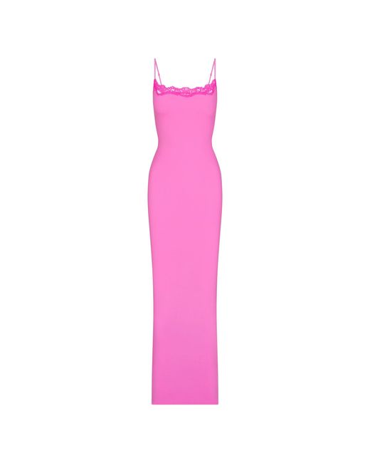Skims Pink Long Slip Dress