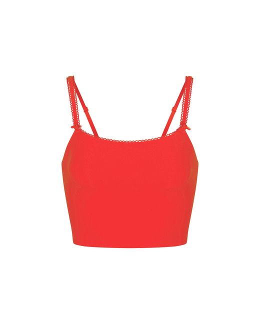 Skims Red Picot Trim Cropped Cami Top