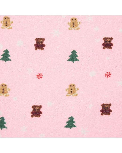 Skims Pink Plush Pointelle Baby Onesie Cherry Blossom Snow Print