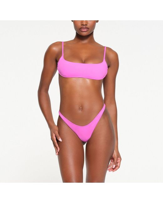 Skims Pink Micro Scoop Bikini Top