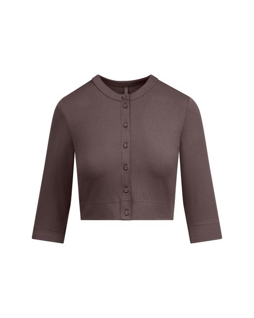 Skims Cropped Cardigan in Purple | Lyst