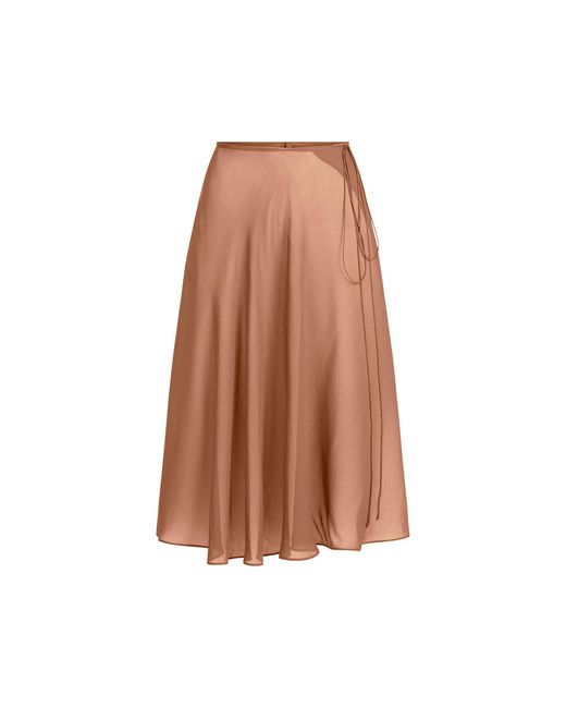 Skims Brown Tie Side Midi Skirt