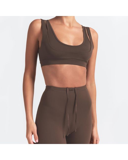 Skims Brown Double Strap Scoop Bra