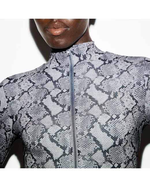 Skims Gray Zip Front Bodysuit