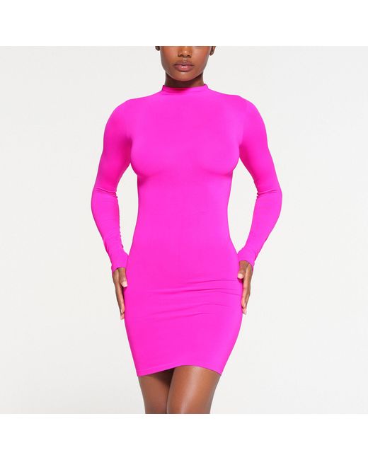 Skims Pink Turtleneck Mini Dress