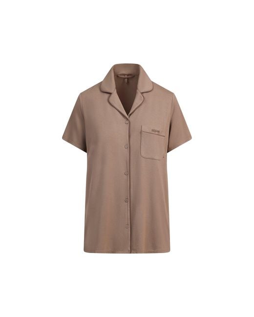 Skims Brown Sleep Short Sleeve Button Up Set