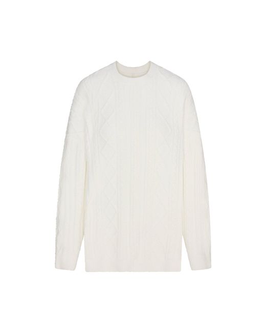 Skims Women's White Oversized Cableknit Crewneck Pullover