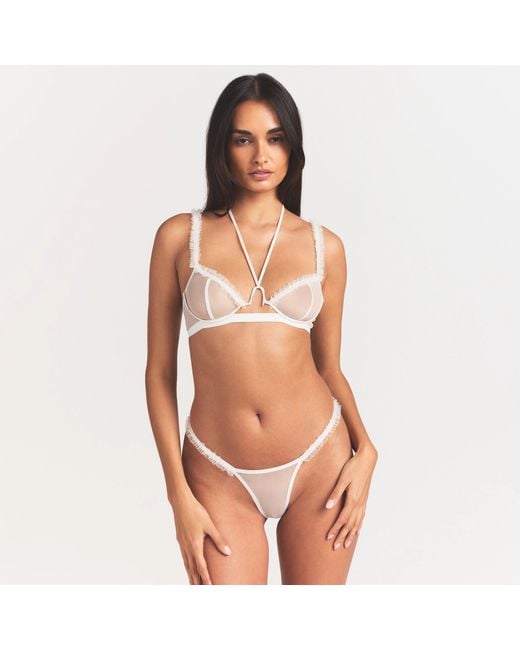 Skims White Ruffle Bra