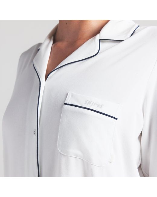 Skims White Sleep Long Sleeve Button Up Set