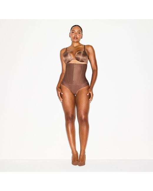 Skims Brown Core Sculpt Waist Cincher Thong
