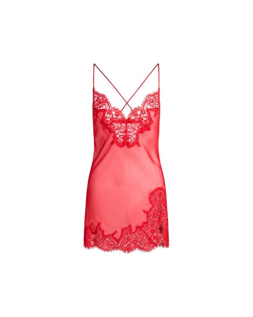 Skims Red Lace Mini Slip Dress