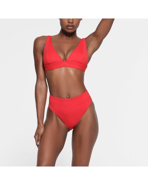 Skims Red Plunge Bikini Top