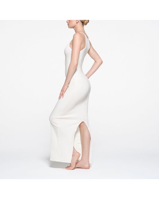 Skims White Long Cami Dress