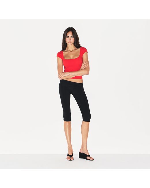 Skims Red Scoop Neck T-Shirt