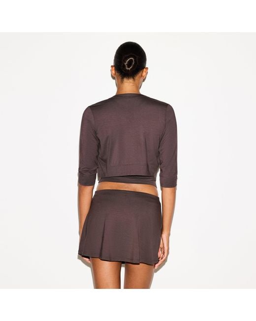 Skims Cropped Cardigan in Purple | Lyst