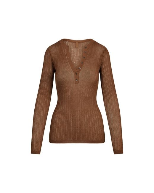 Skims Brown Long Sleeve Henley