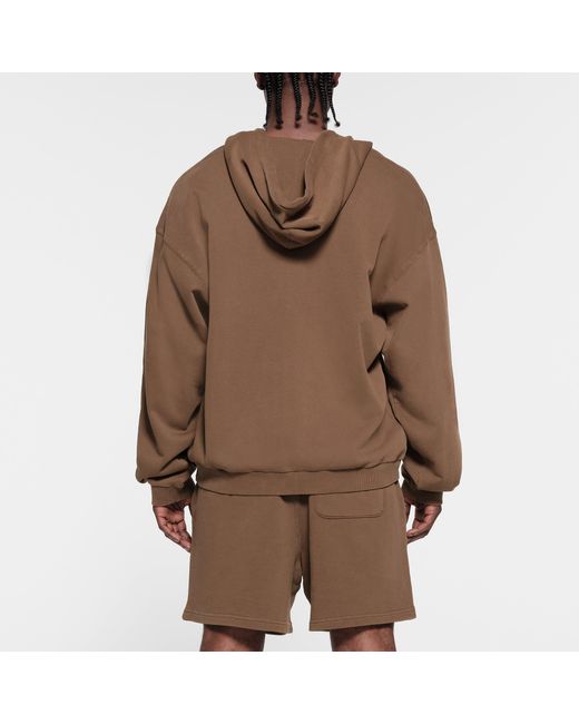 Skims Brown Relaxed Zip Up Hoodie for men