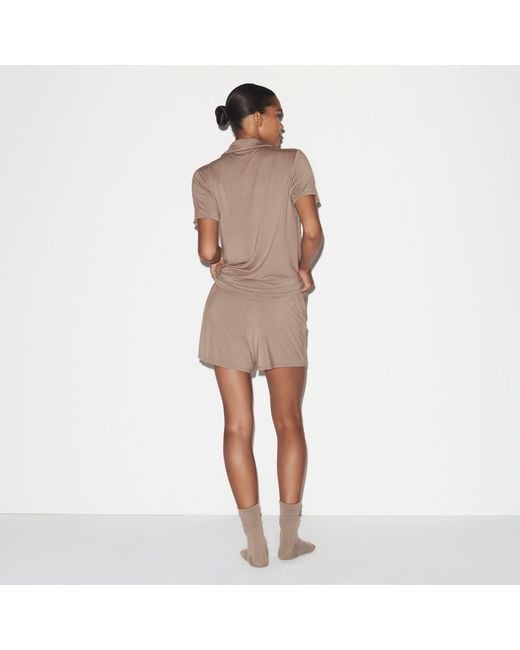 Skims Brown Sleep Short Sleeve Button Up Set