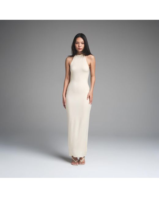 Skims White Halter Long Dress