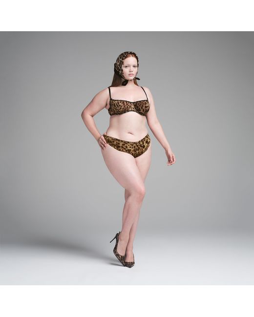 Skims Brown Cotton Jersey Cheeky Tanga