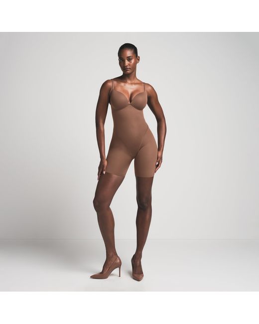 Skims Brown Push-Up Butt Enhancing Padded Mid Thigh Bodysuit