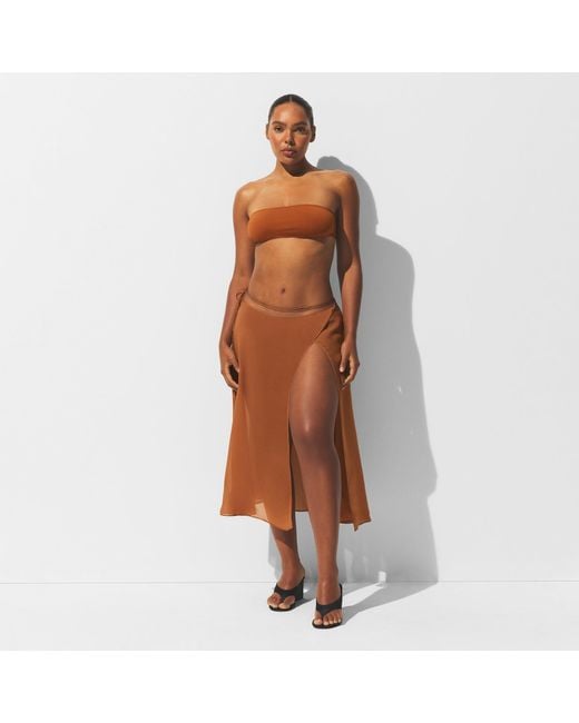 Skims Brown Tie Side Midi Skirt