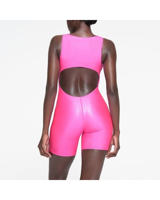 Skims Pink Cut Out Cycle Suit