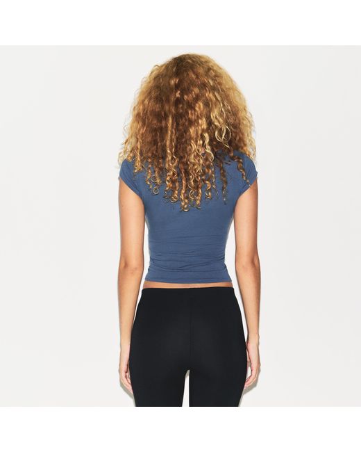 Skims Blue Scoop Neck T-Shirt