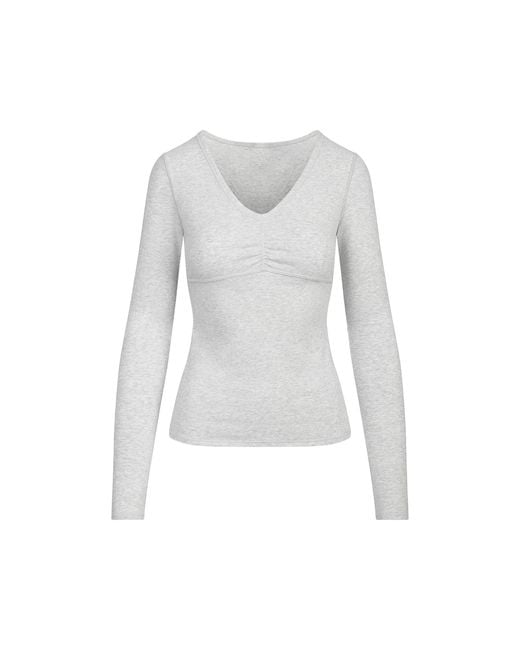 Skims Women's Gray Shirred Bust Long Sleeve