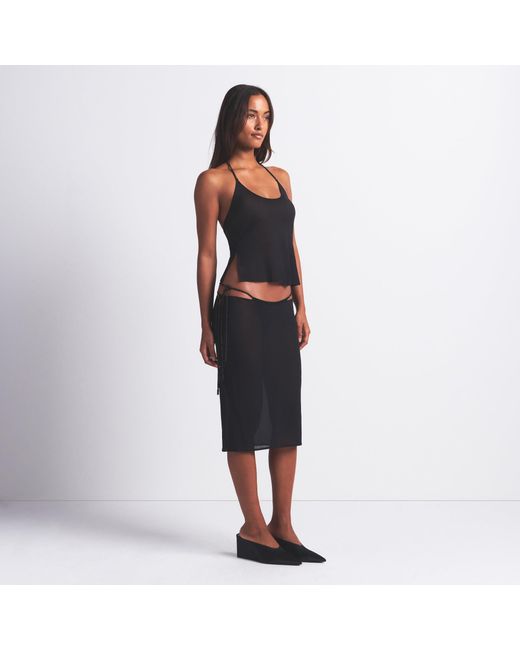 Skims Black Halter Cami Top And Tie Side Bikini Set