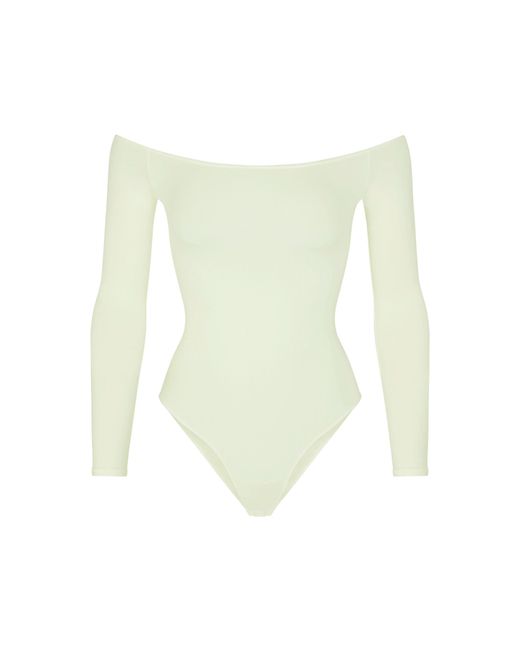 Skims White Essential Off The Shoulder Bodysuit