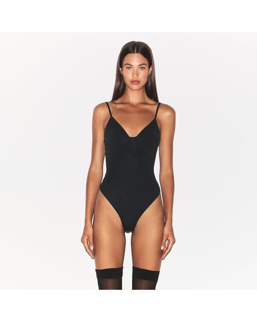 Skims Black Thong Bodysuit