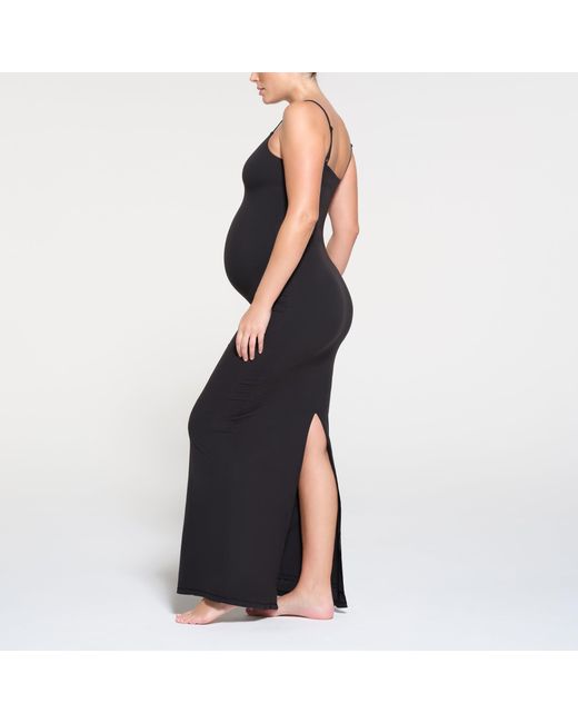 Skims Black Maternity Long Slip Dress