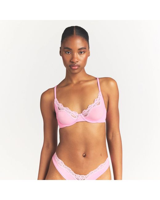 Skims Unlined Scoop Bra in Pink | Lyst